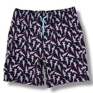 Southern Tide Nailed It Shark Print Swim Trunks Shorts Boys Sz XL 16